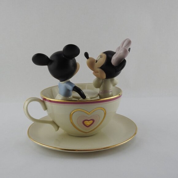 Lenox Disney 24K Gold Figurine Mickey Teacup Twirl Minnie Mouse Mad Tea Party - Picture 10 of 16